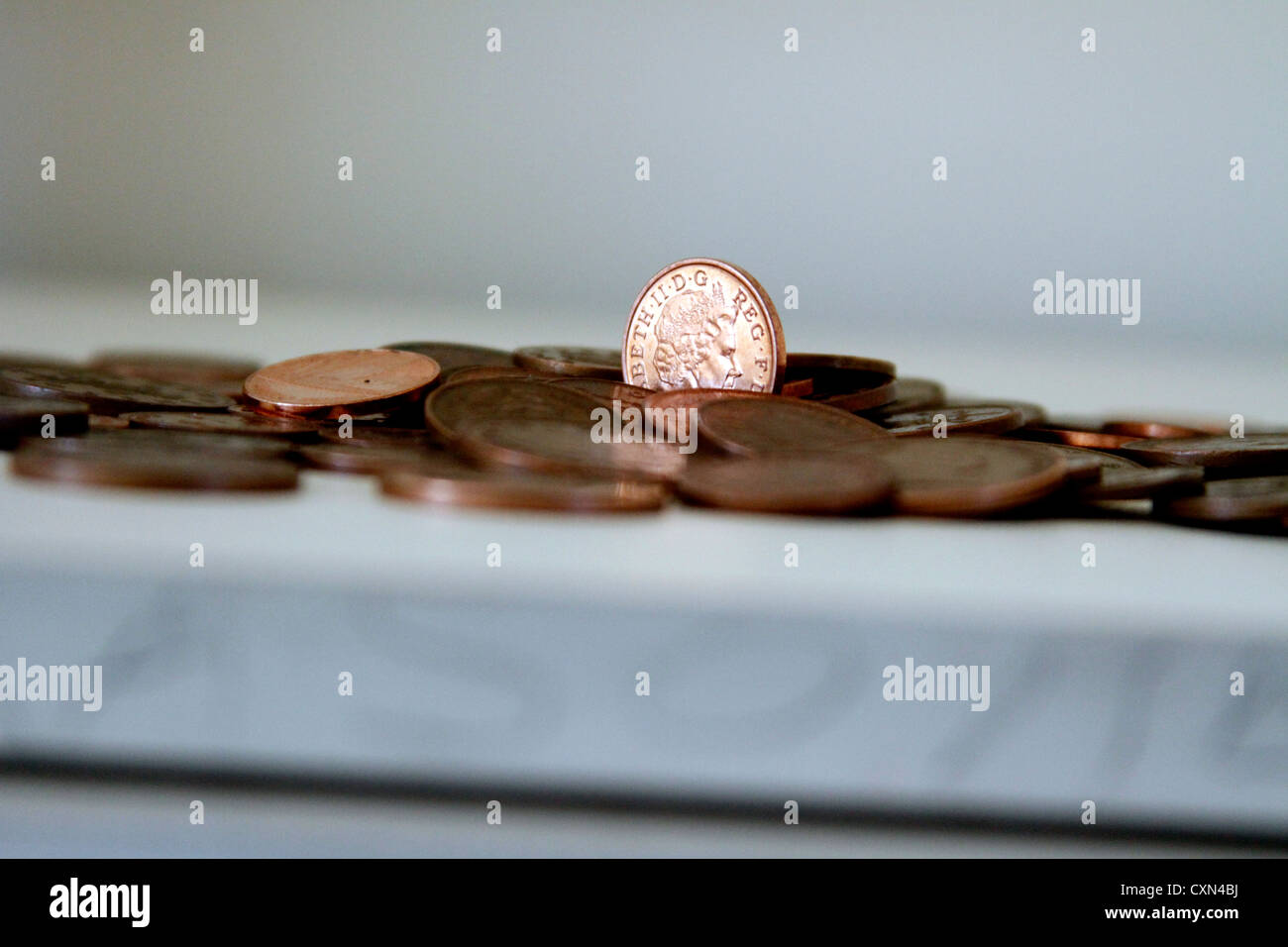 Penny monete ad alta risoluzione Foto Stock