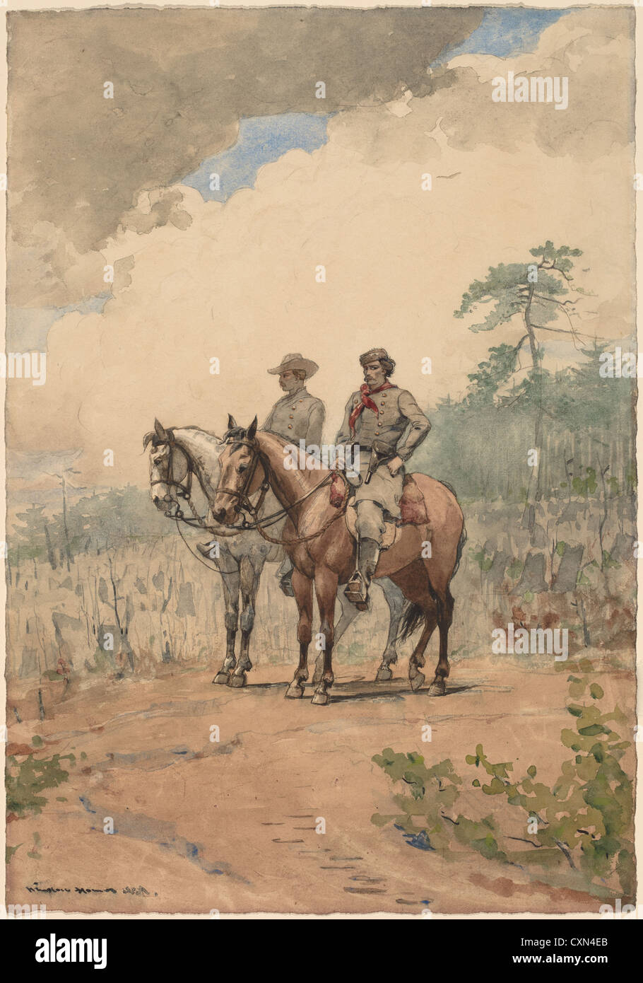 Winslow Homer, due scout, americano, 1836 - 1910, 1887, acquerello su Grafite su carta intessuta Foto Stock