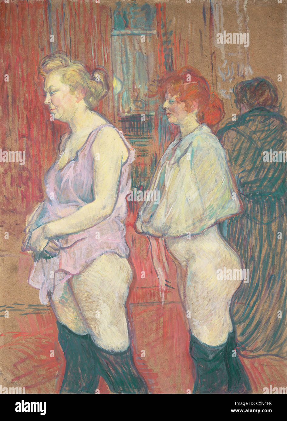 Henri de Toulouse-Lautrec, Rue des Moulins, 1894, francese, 1864 - 1901, 1894, olio su cartone su legno Foto Stock