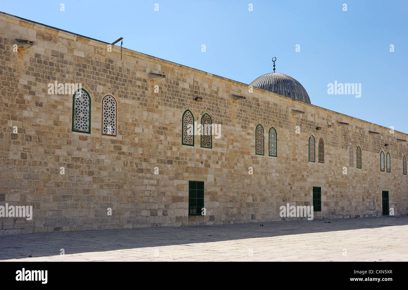 La Moschea di Al-Aqsa sul Monte del Tempio a Gerusalemme, Israele. Foto Stock