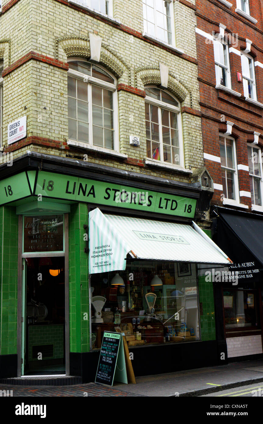 I famosi negozi di Lina deli in Soho. Foto Stock