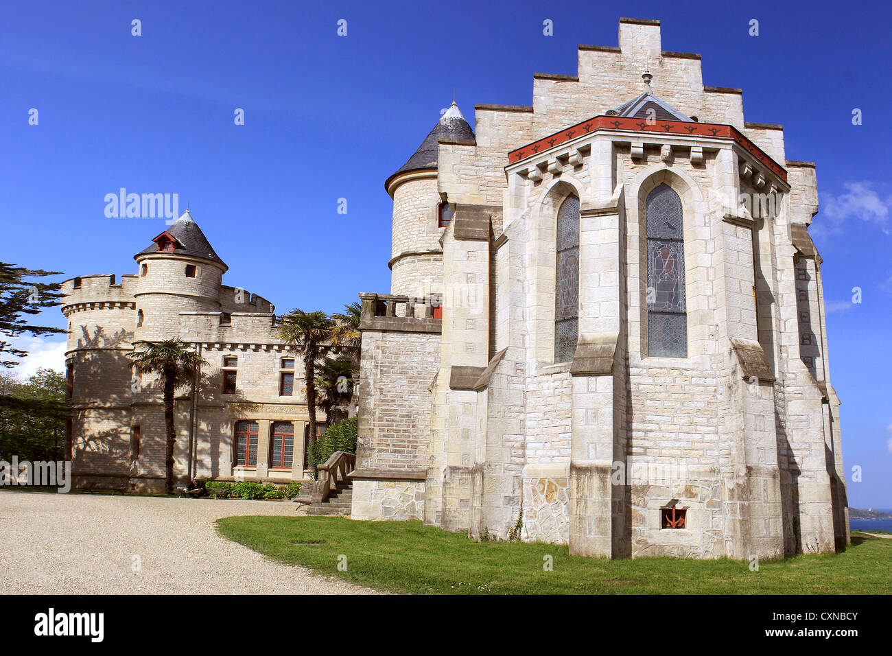 Foto panoramica del castello abbadia a Hendaye nel Paese Basco in Francia Foto Stock