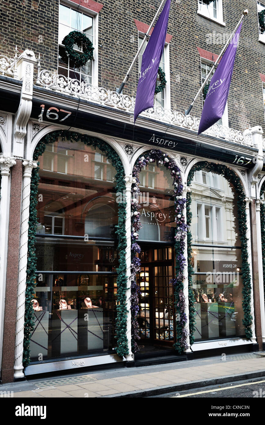 Asprey di Bond Street, il negozio di lusso in Londra, Regno Unito Foto Stock
