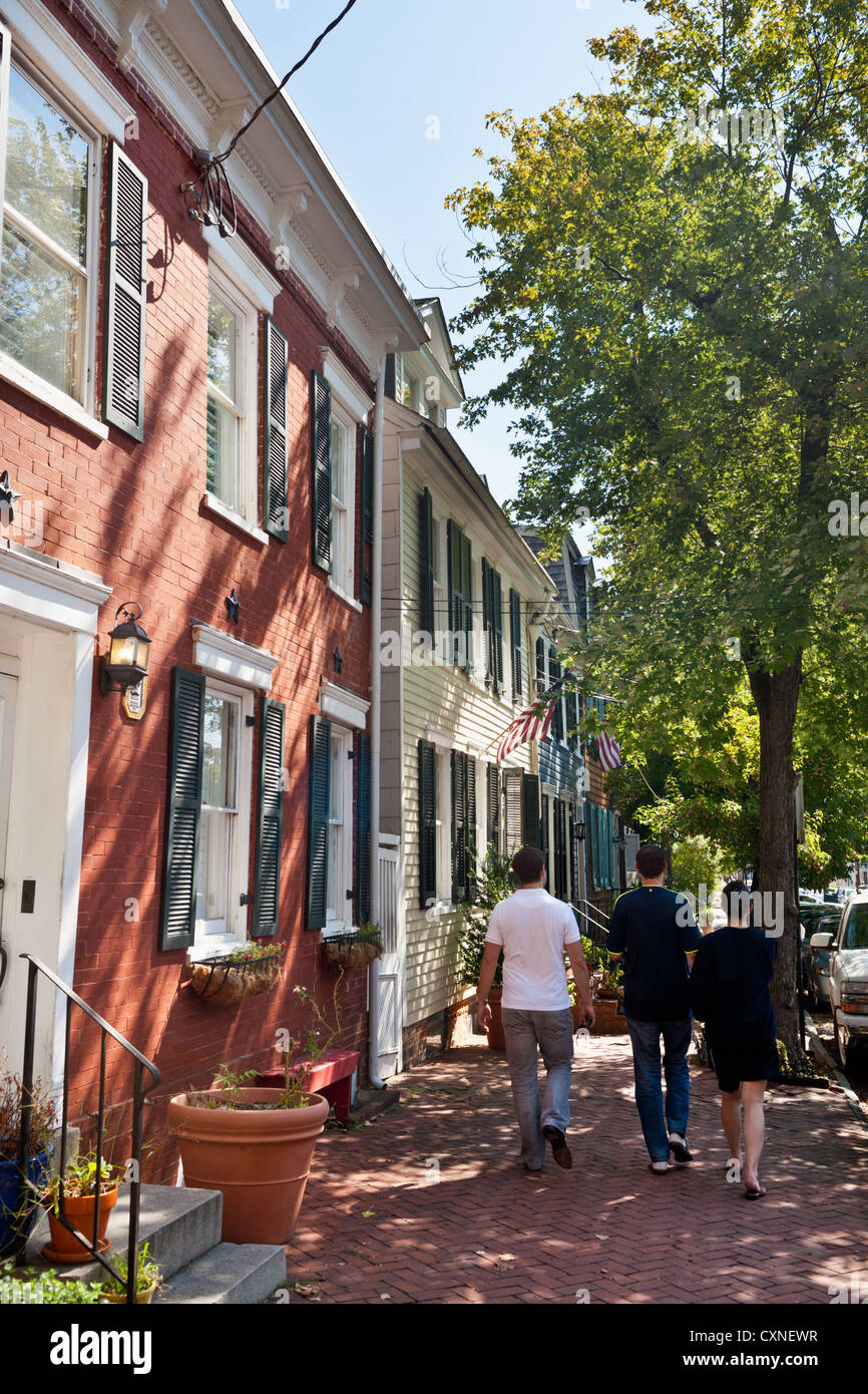 Carino case su Prince George Street, Annapolis, Maryland Foto Stock