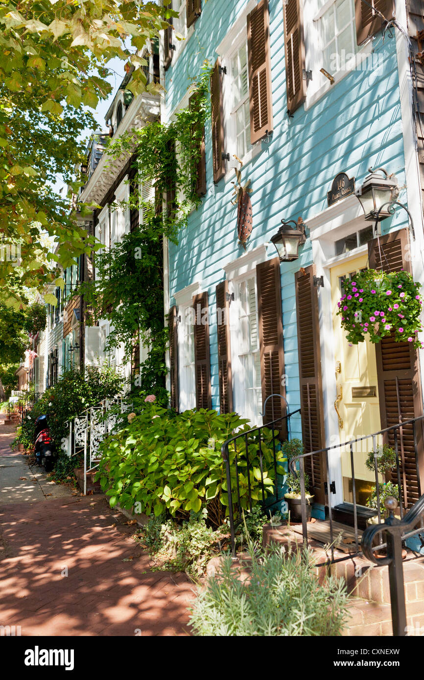 Carino case su Prince George Street, Annapolis, Maryland Foto Stock