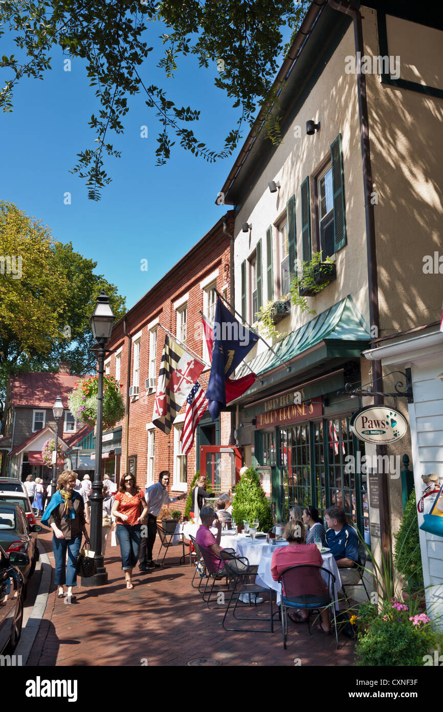 Pranzo al fresco, piacevole giornata in Annapolis, Maryland Foto Stock