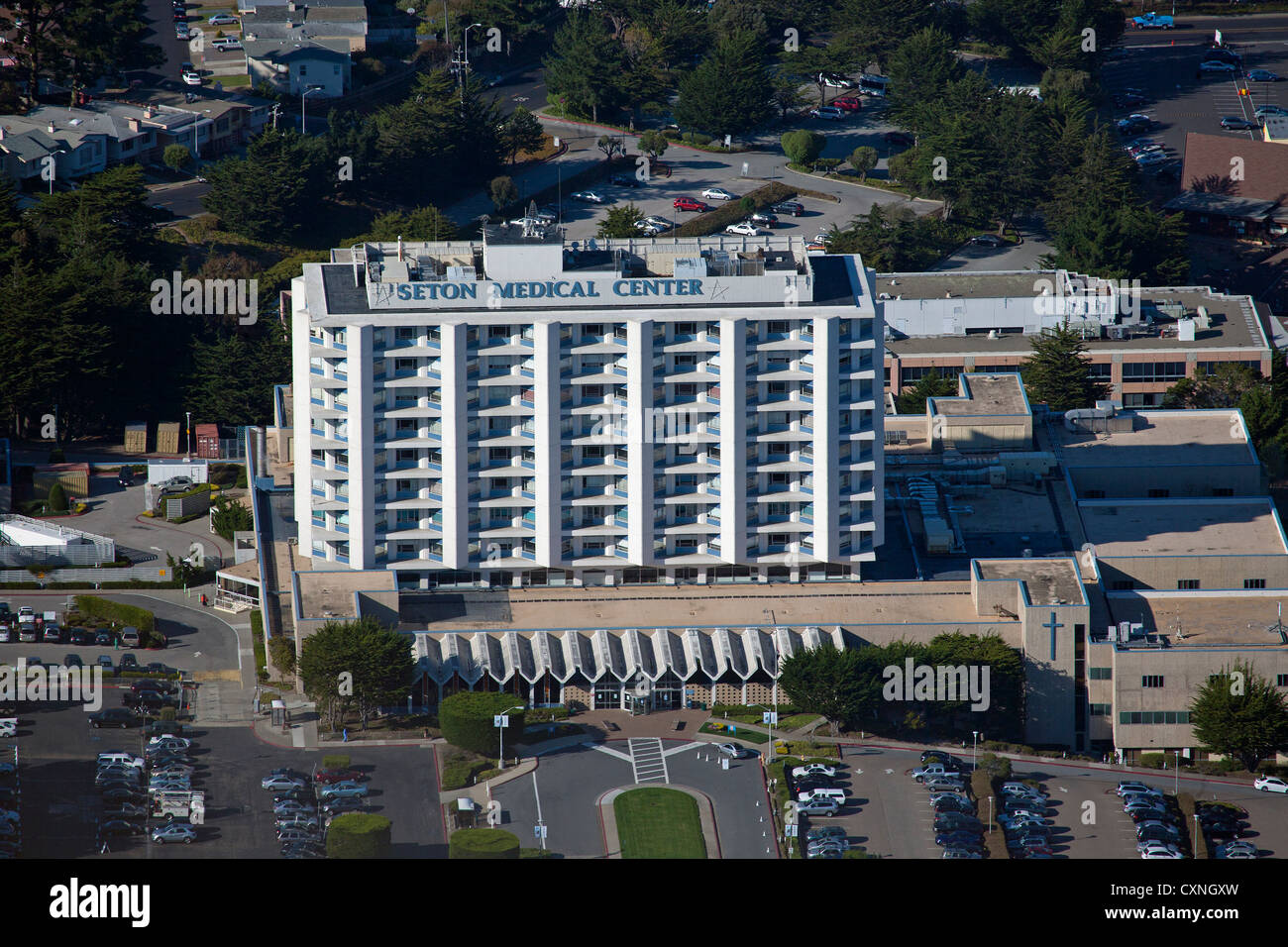 Fotografia aerea Seton Medical Center, Daly City, San Mateo County, California Foto Stock