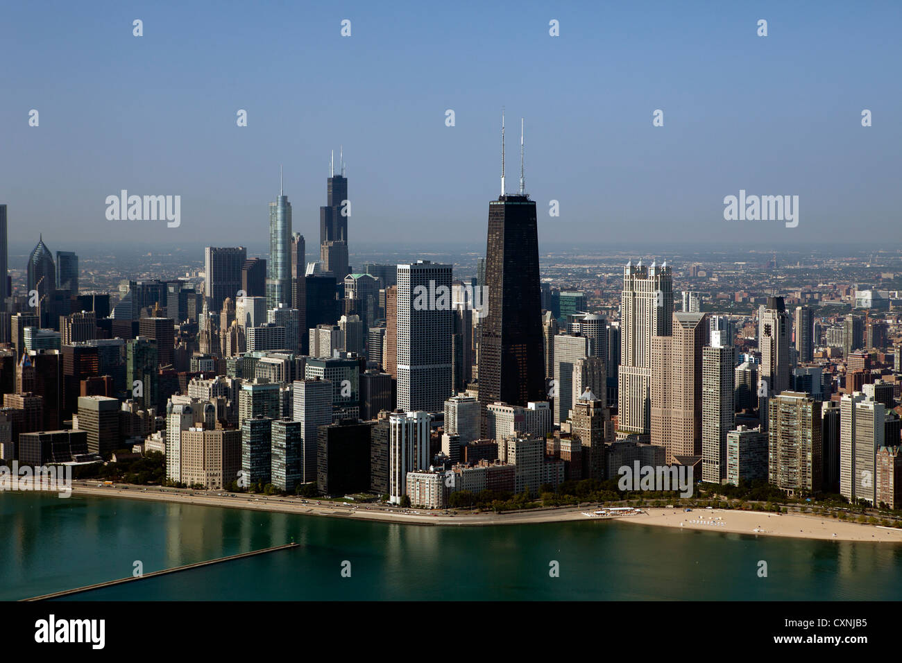 Fotografia aerea di Chicago, Illinois waterfront Foto Stock