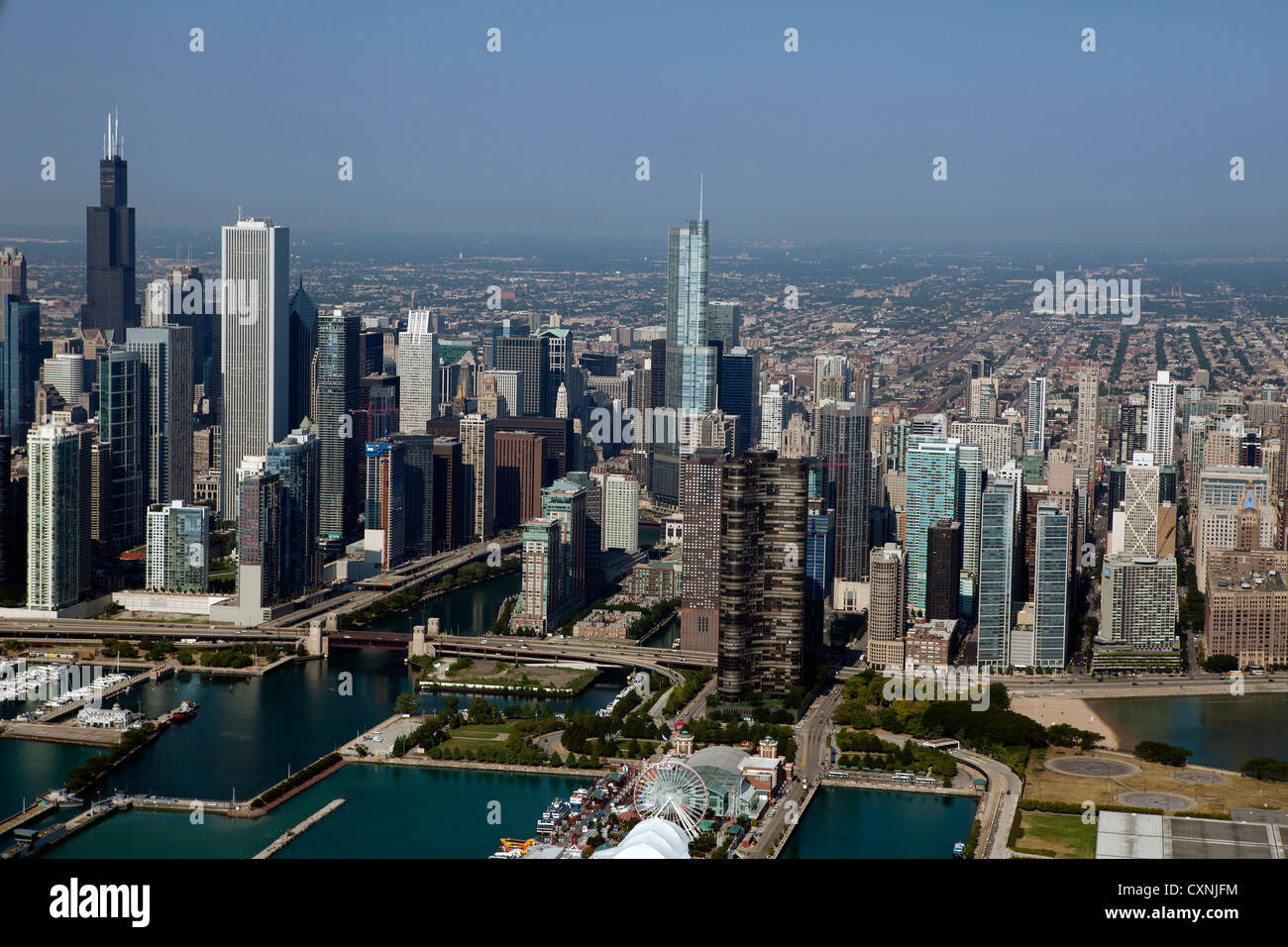 Fotografia aerea del centro di Chicago, Illinois Foto Stock