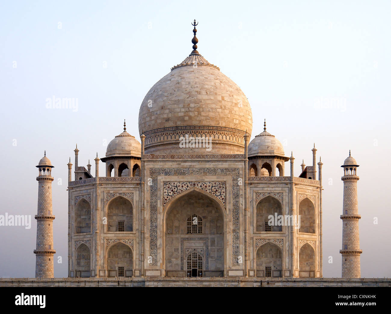 Panoramica del Taj Mahal, Agra, India Foto Stock