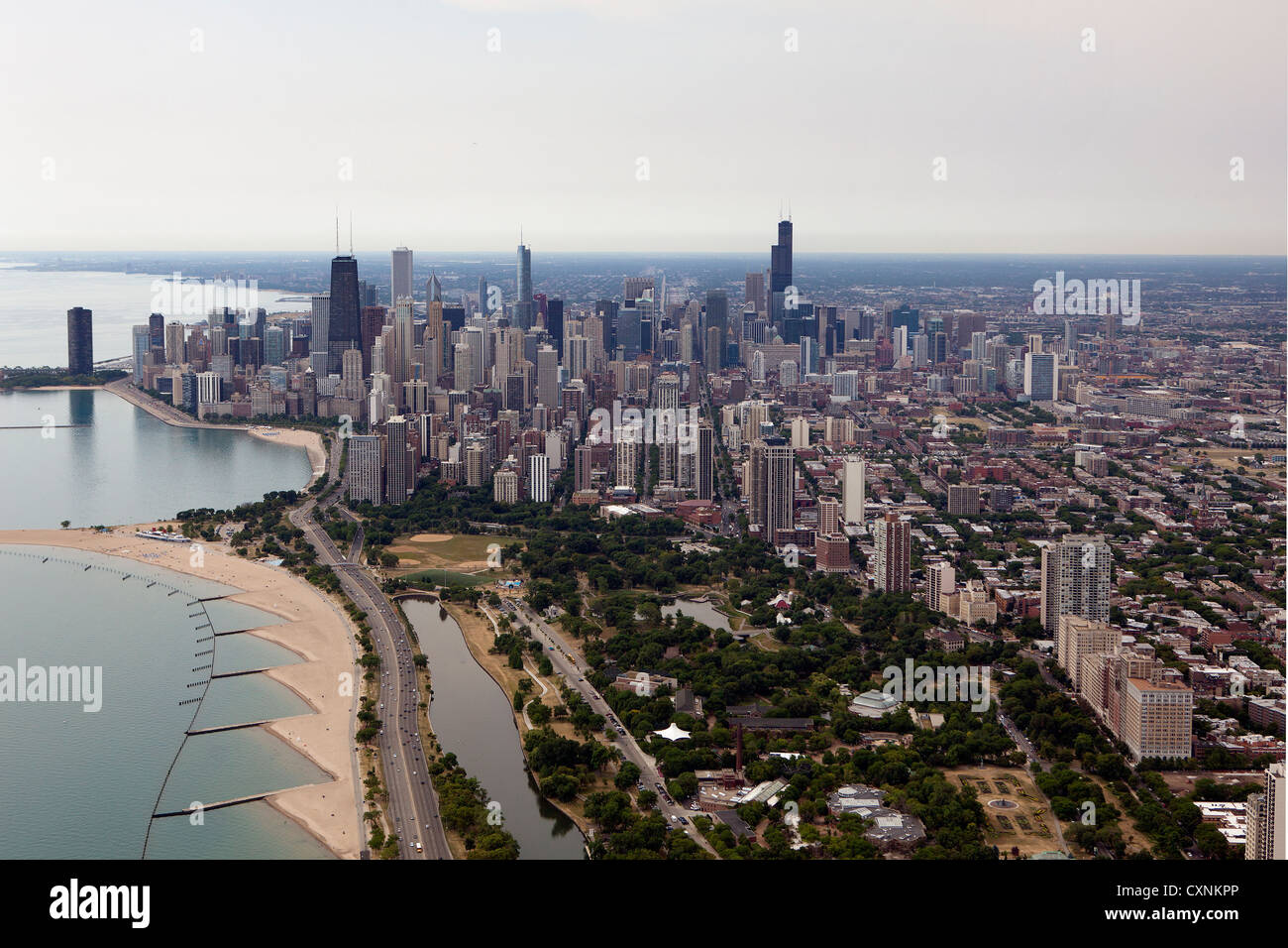 Fotografia aerea Lincoln Park, Chicago, Illinois Foto Stock
