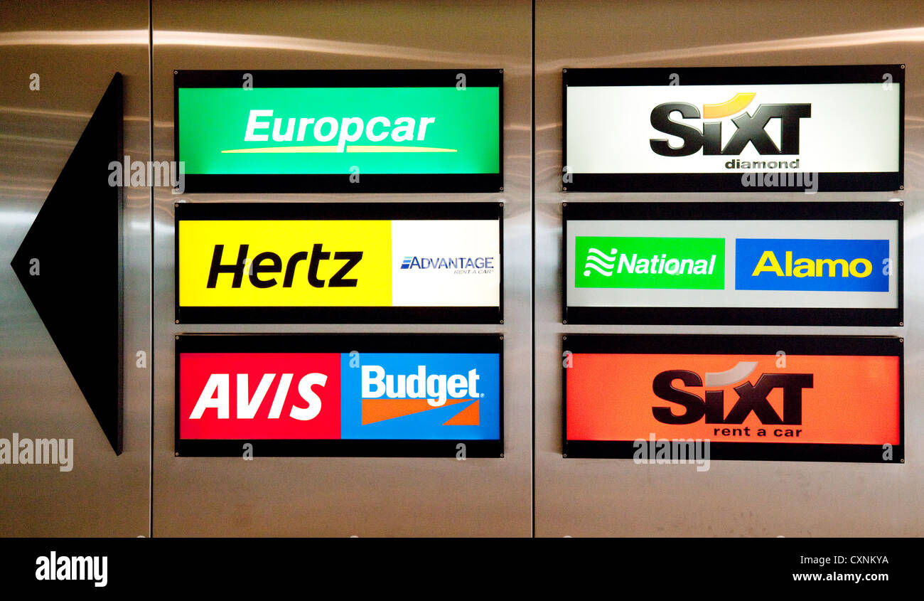 Indicazioni per il noleggio di imprese, l'aeroporto di Zurigo, in Svizzera Europa Foto Stock