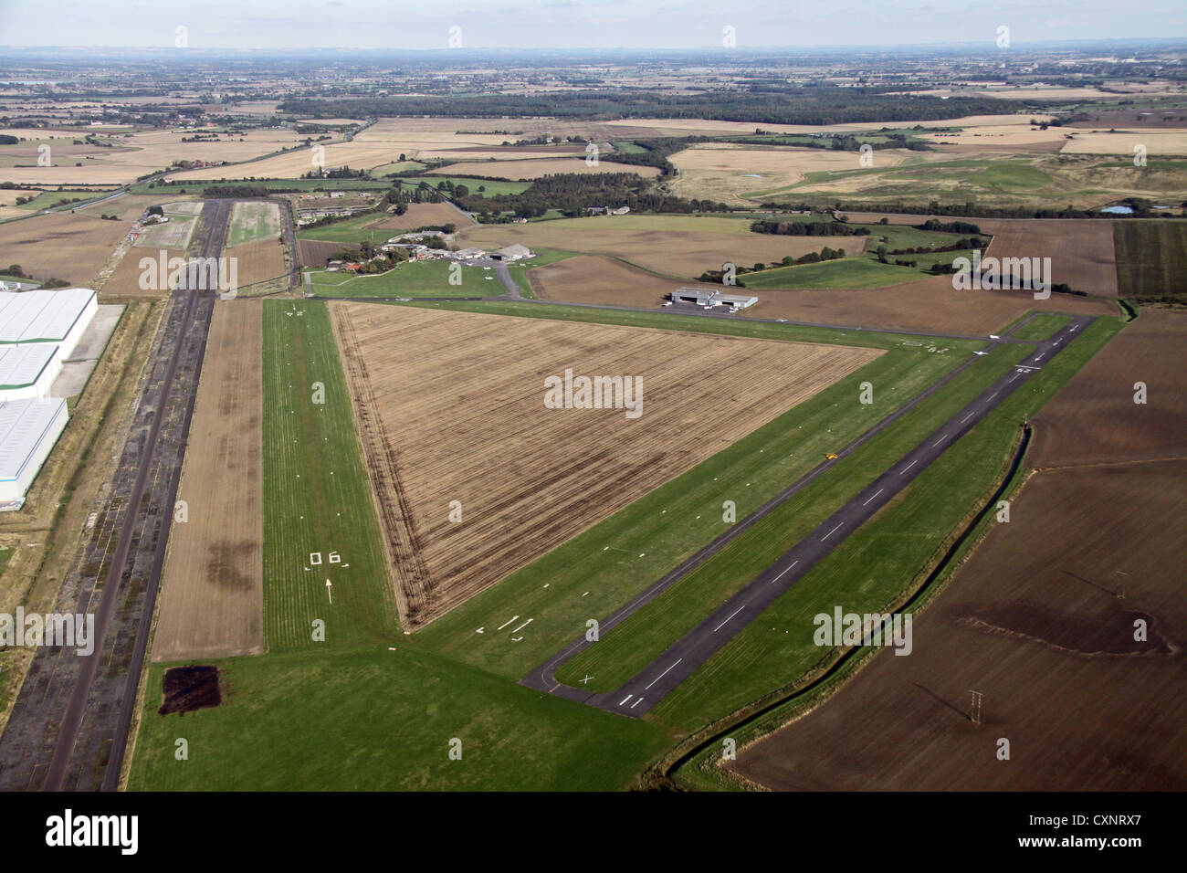 Vista aerea del Sherburn Airfield vicino a Leeds Foto Stock