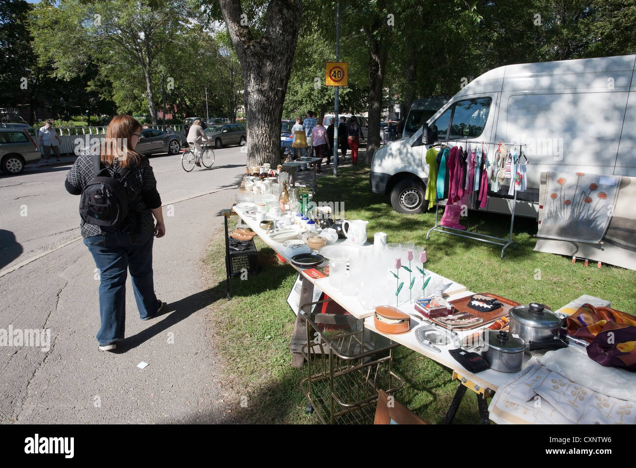 Mercato delle pulci, Loviisa Finlandia Europa Foto Stock