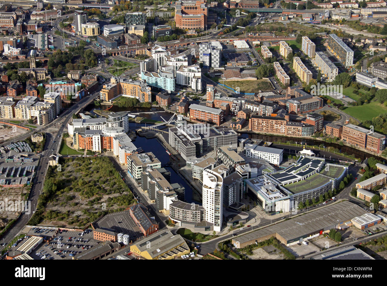 Vista aerea di Clarence Dock a Leeds Foto Stock