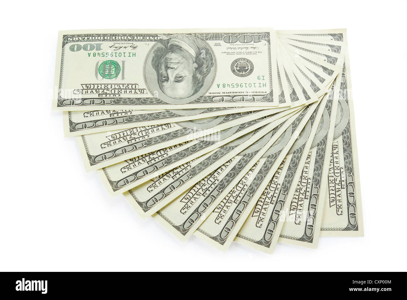 Stock di denaro isolato su sfondo bianco Foto Stock