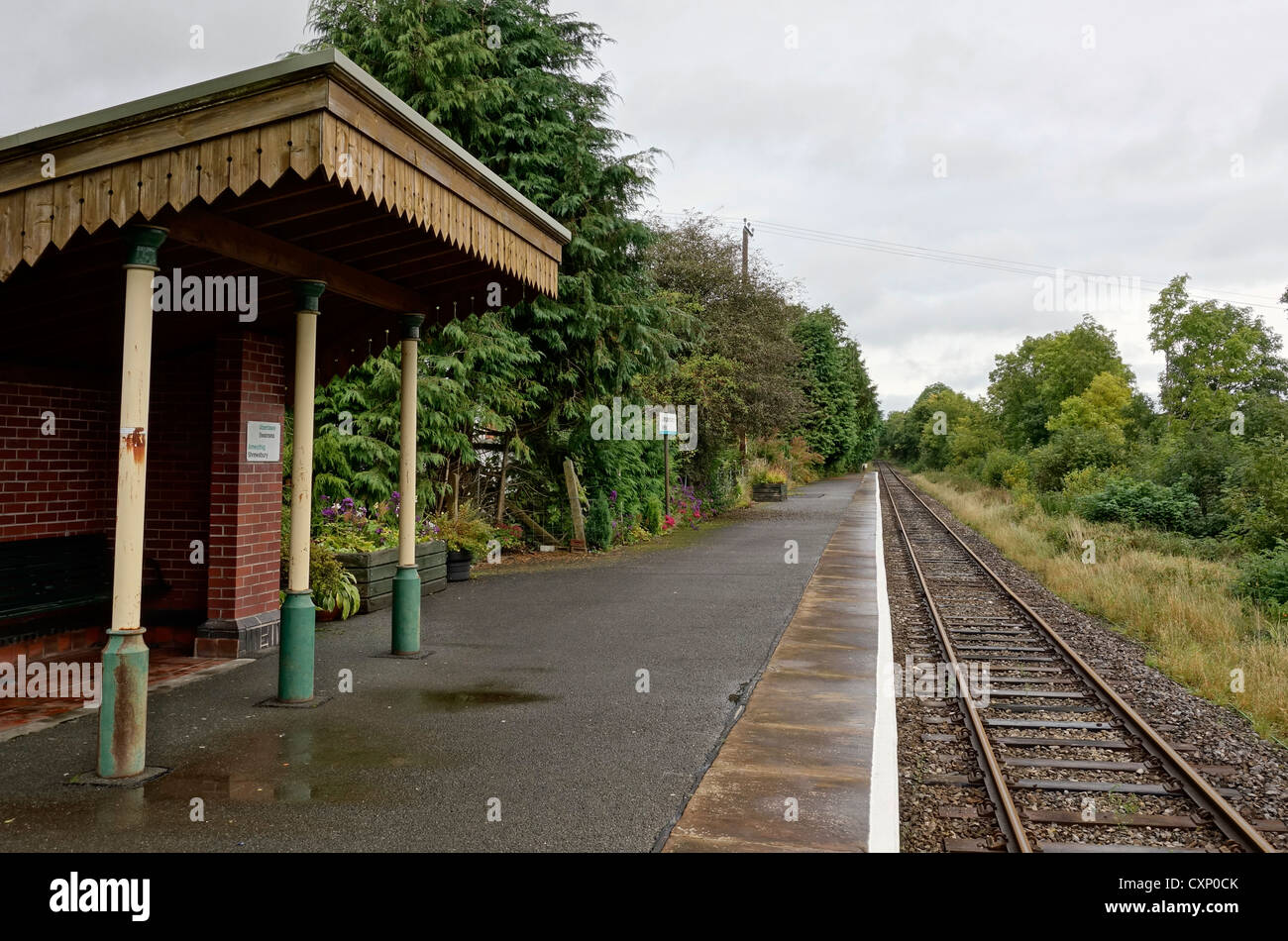 Llangammarch Wells stazione ferroviaria. Richiesta di una stazione di arresto sul cuore della linea Galles. Foto Stock