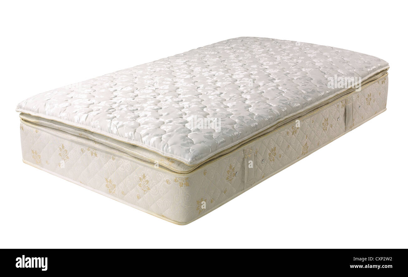 Il materasso del letto accessori isolato su bianco Foto Stock