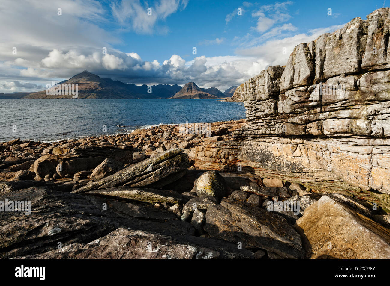 Elgol. Il Cuillins sul Loch Scavaig. Isola di Skye. Scozia Foto Stock