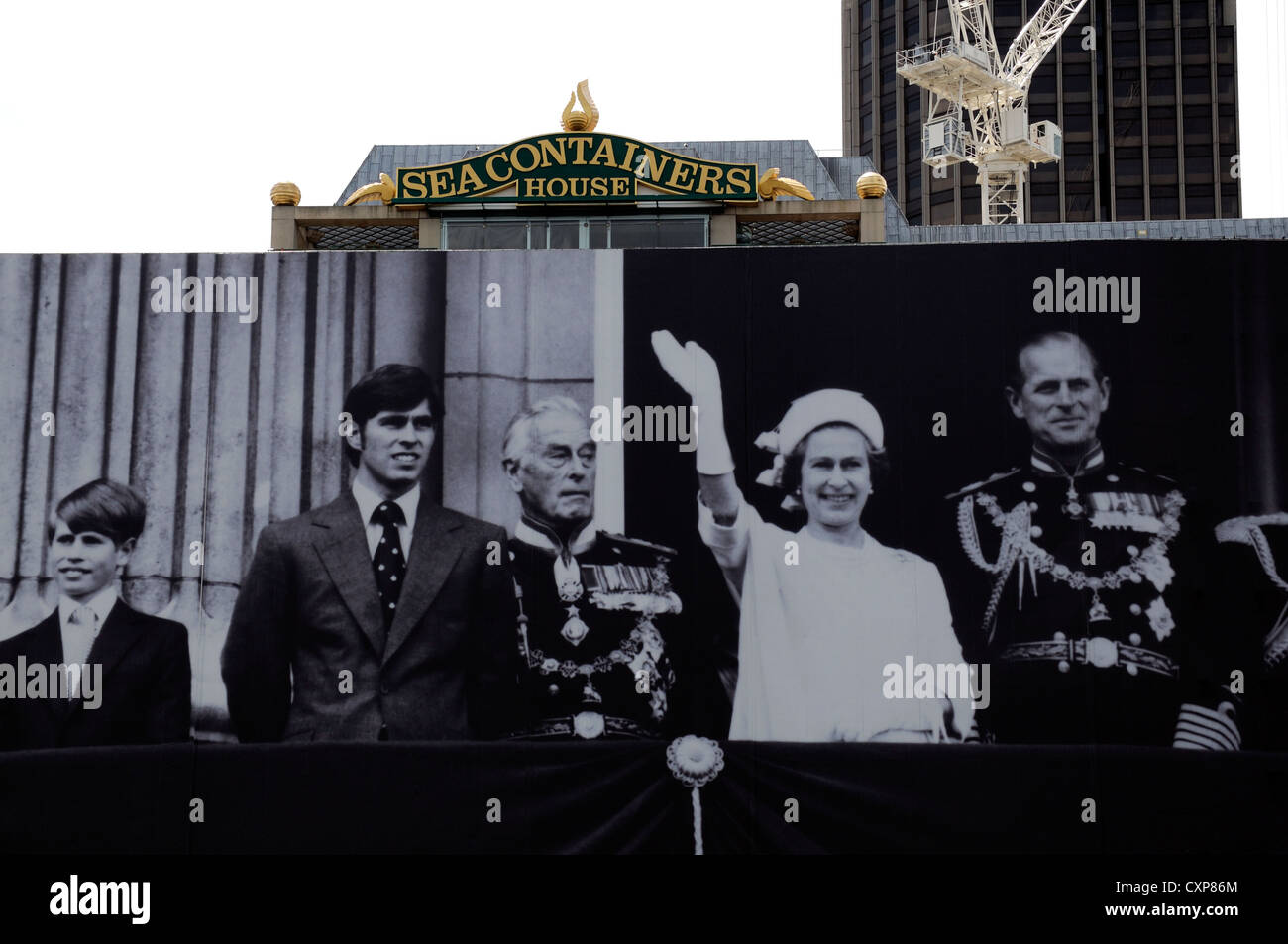 Sea Containers House fotografia famiglia reale giubileo 2012 banner wrap Foto Stock