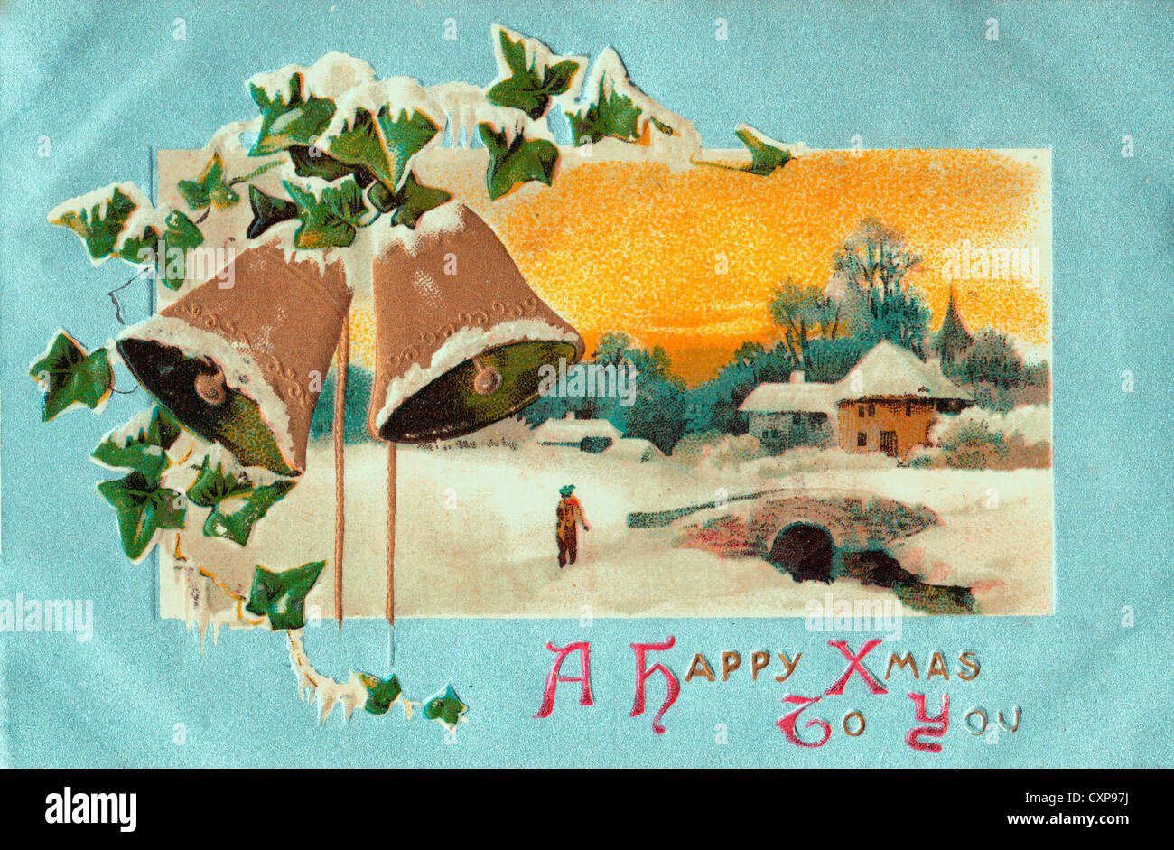 Un Felice Natale a voi - Scheda Vintage Foto Stock