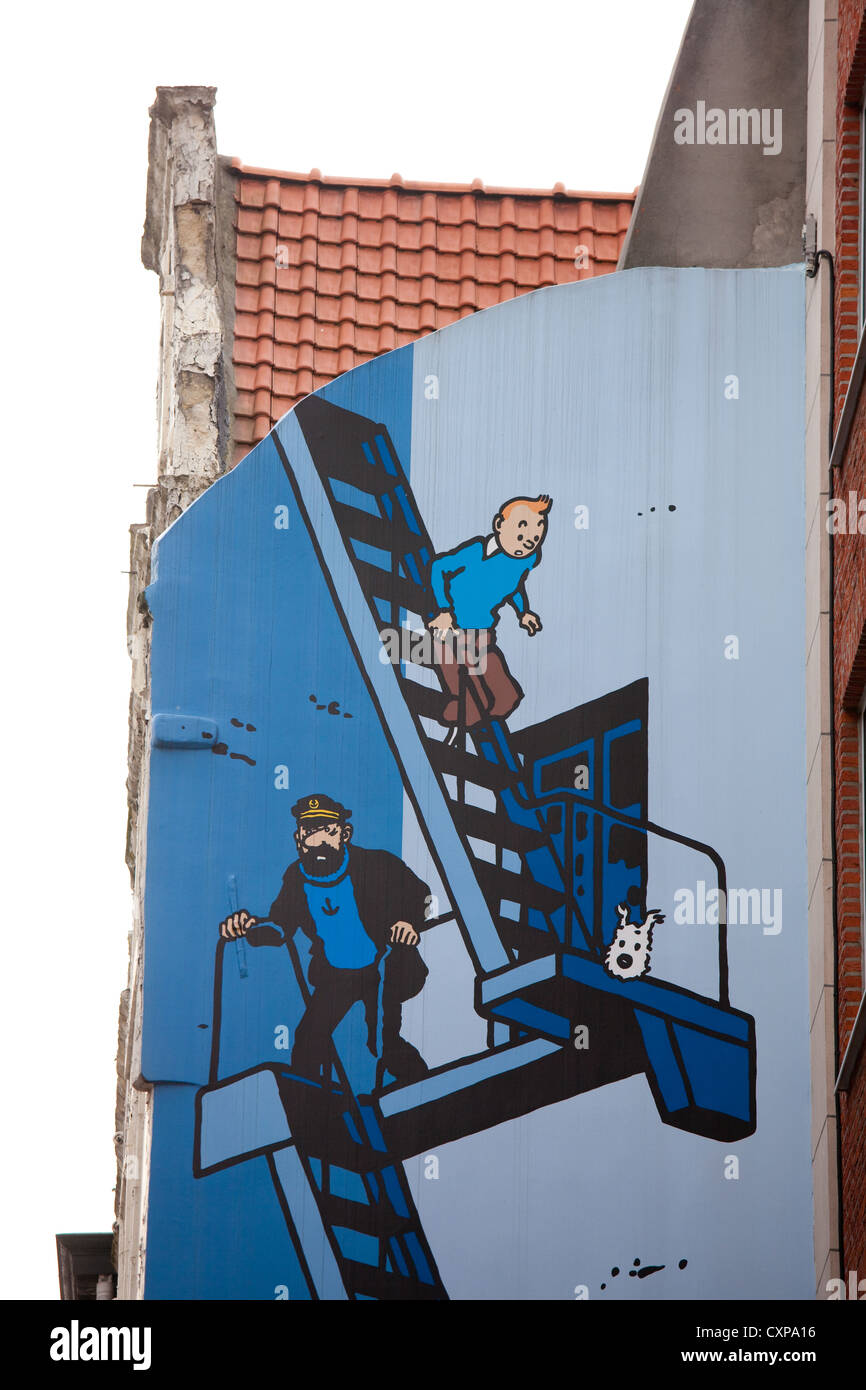 Tintin a Bruxelles Foto Stock