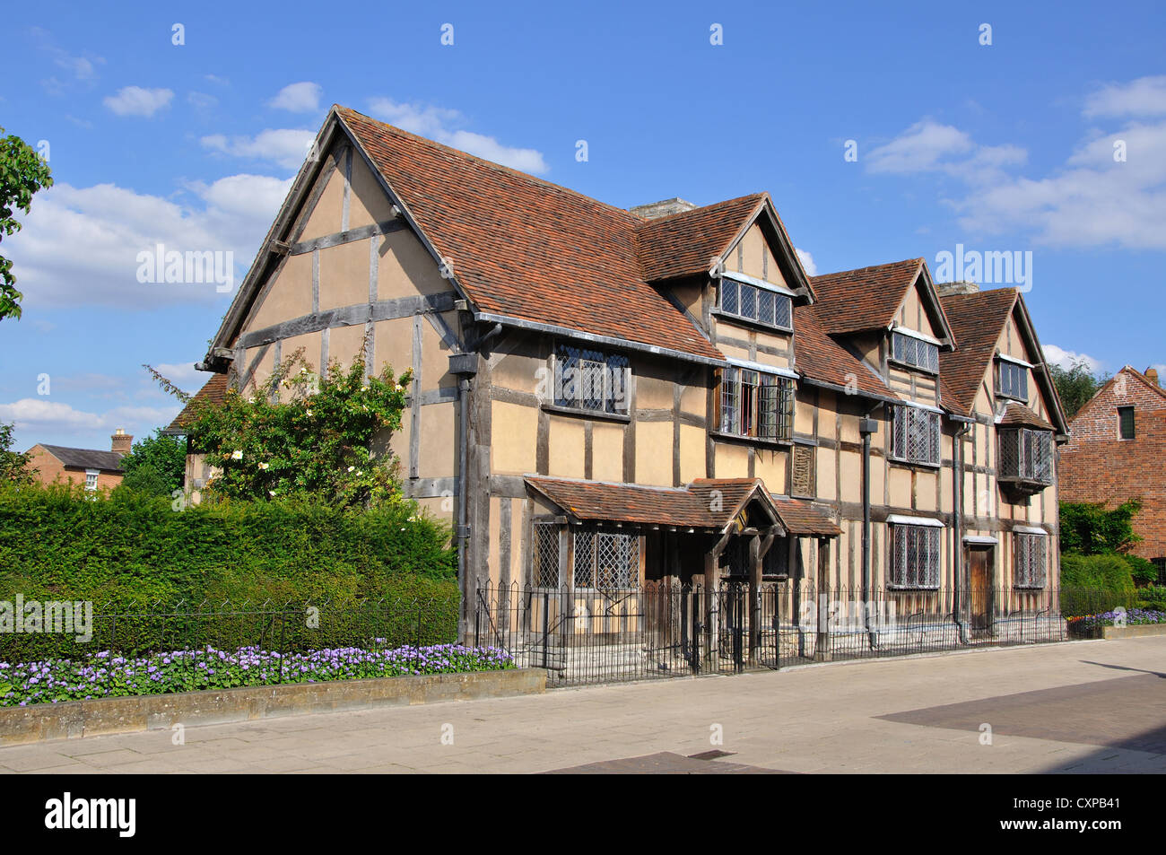 Il luogo di nascita di Shakespeare, Henley Street, Stratford upon Avon, Warwickshire, Inghilterra, Regno Unito Foto Stock