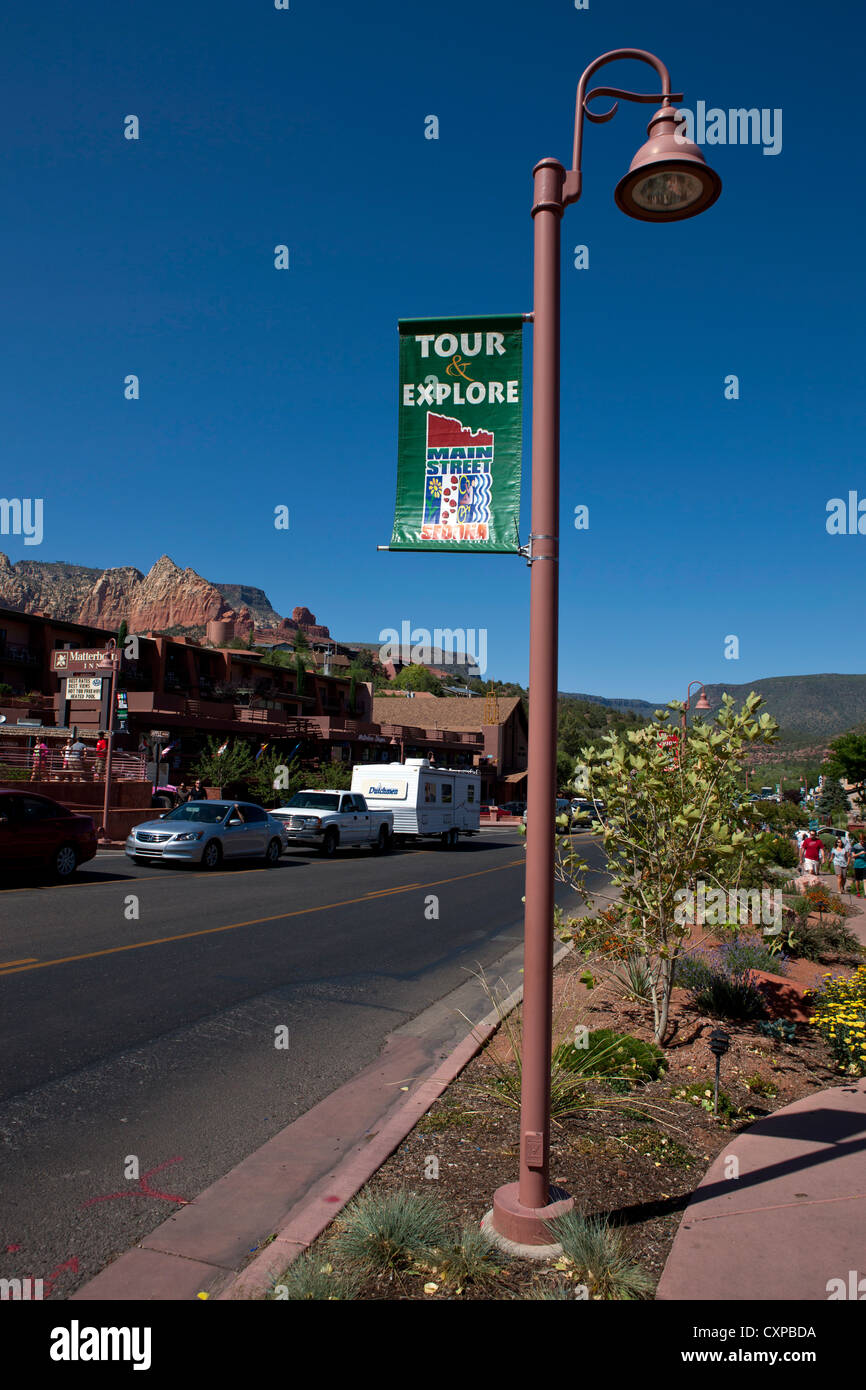 Vista della strada principale, al centro di Sedona, in Arizona, Stati Uniti d'America Foto Stock