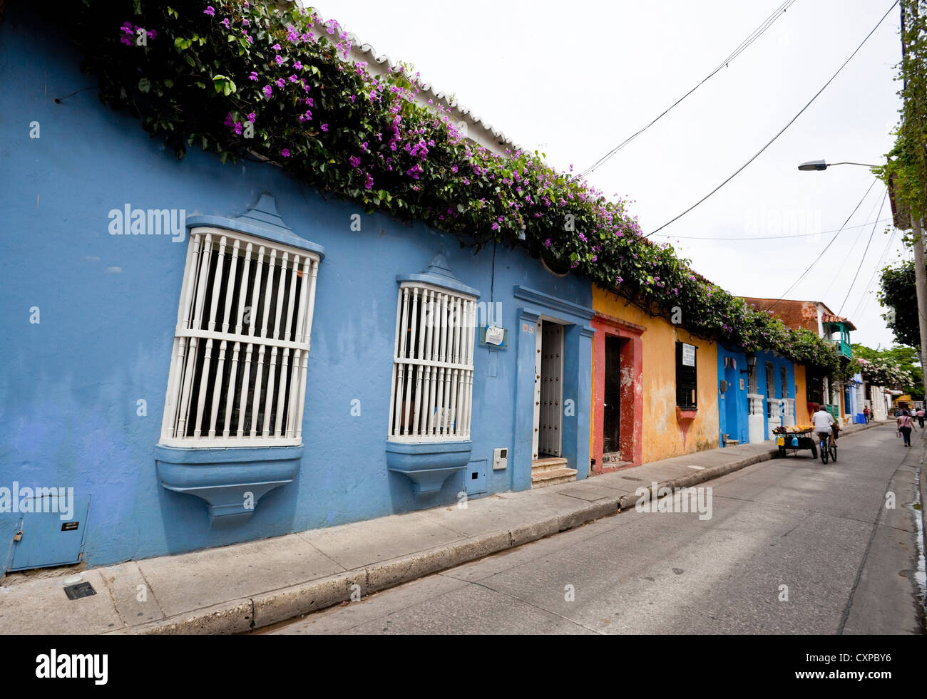 Architettura coloniale spagnola case, Cartagena de Indias, Colombia. Foto Stock