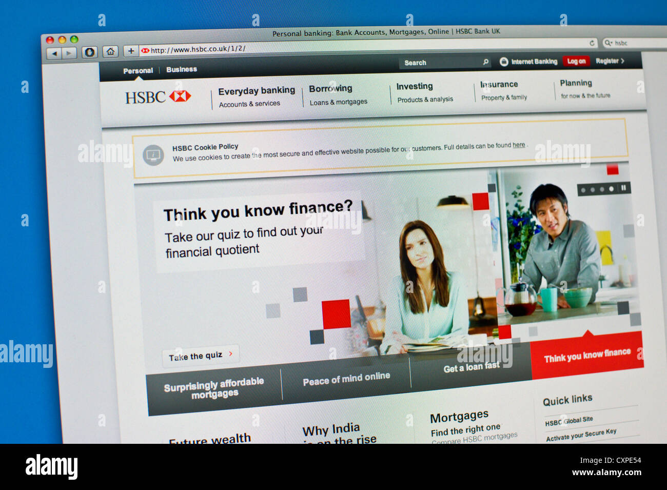 Online banking sito Web di HSBC high street bank Foto Stock