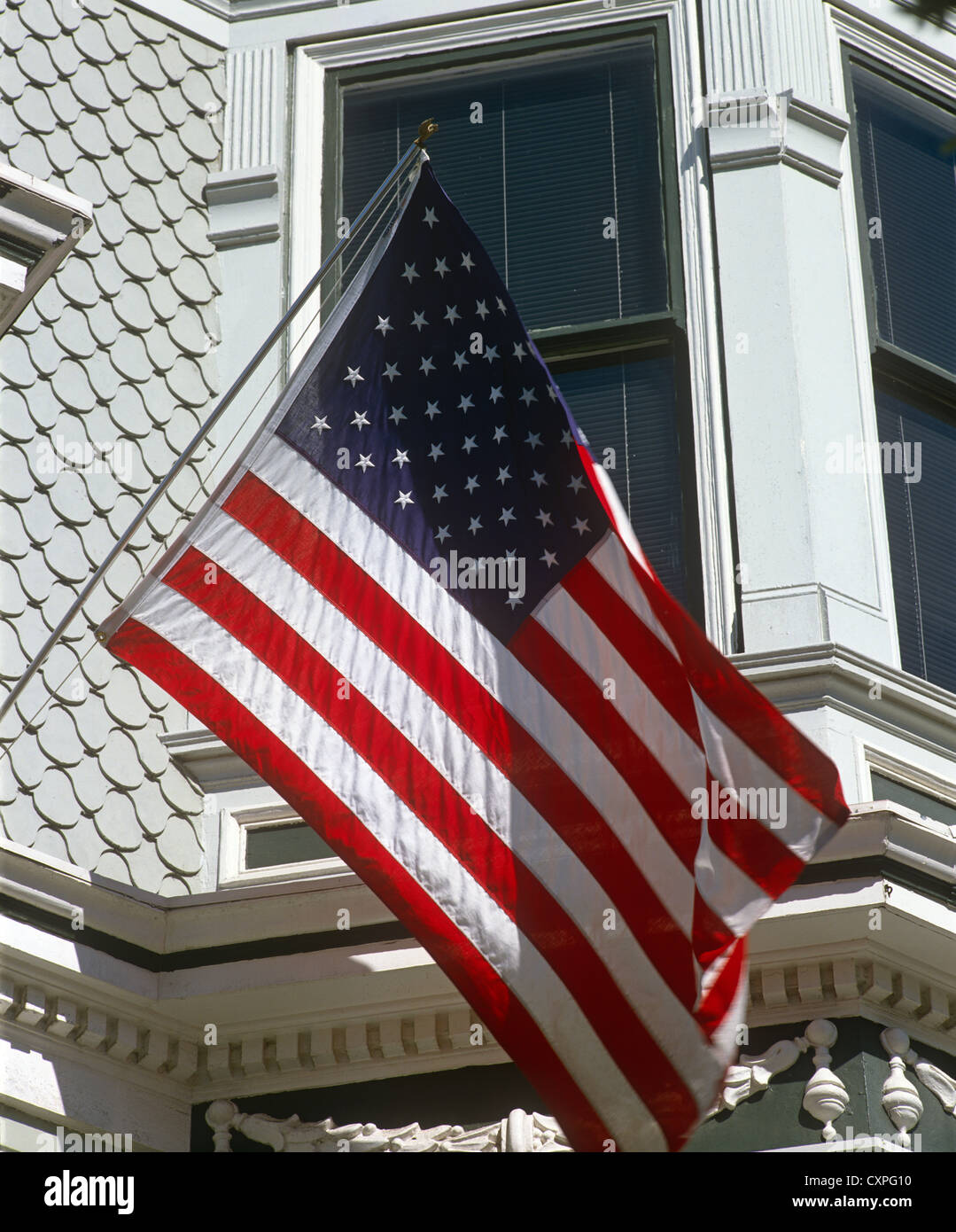 Bandiera degli Stati Uniti Steiner Street di San Francisco in California Foto Stock