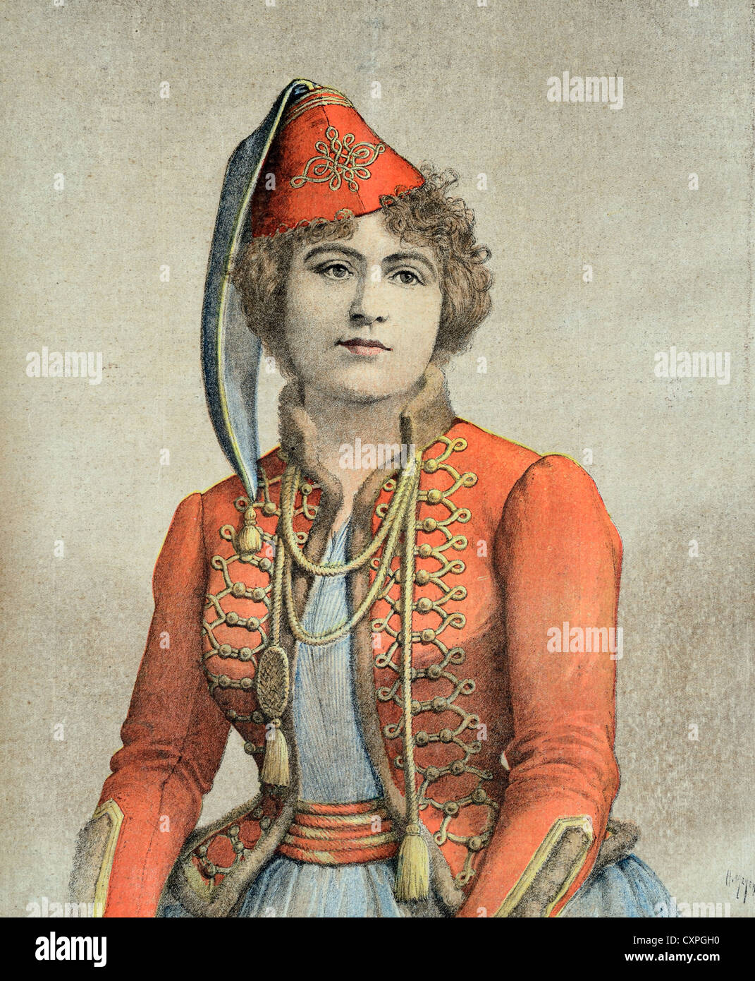 Ritratto di Marie Delna French mezzo-Soprano Opera Singer (1895) Francia. Illustrazione vintage o incisione vecchia Foto Stock