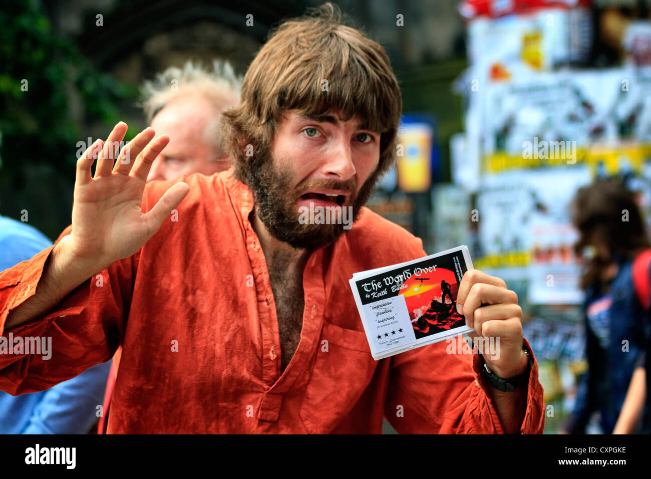 Street performer, Edinburgh Fringe Festival Scozia Foto Stock