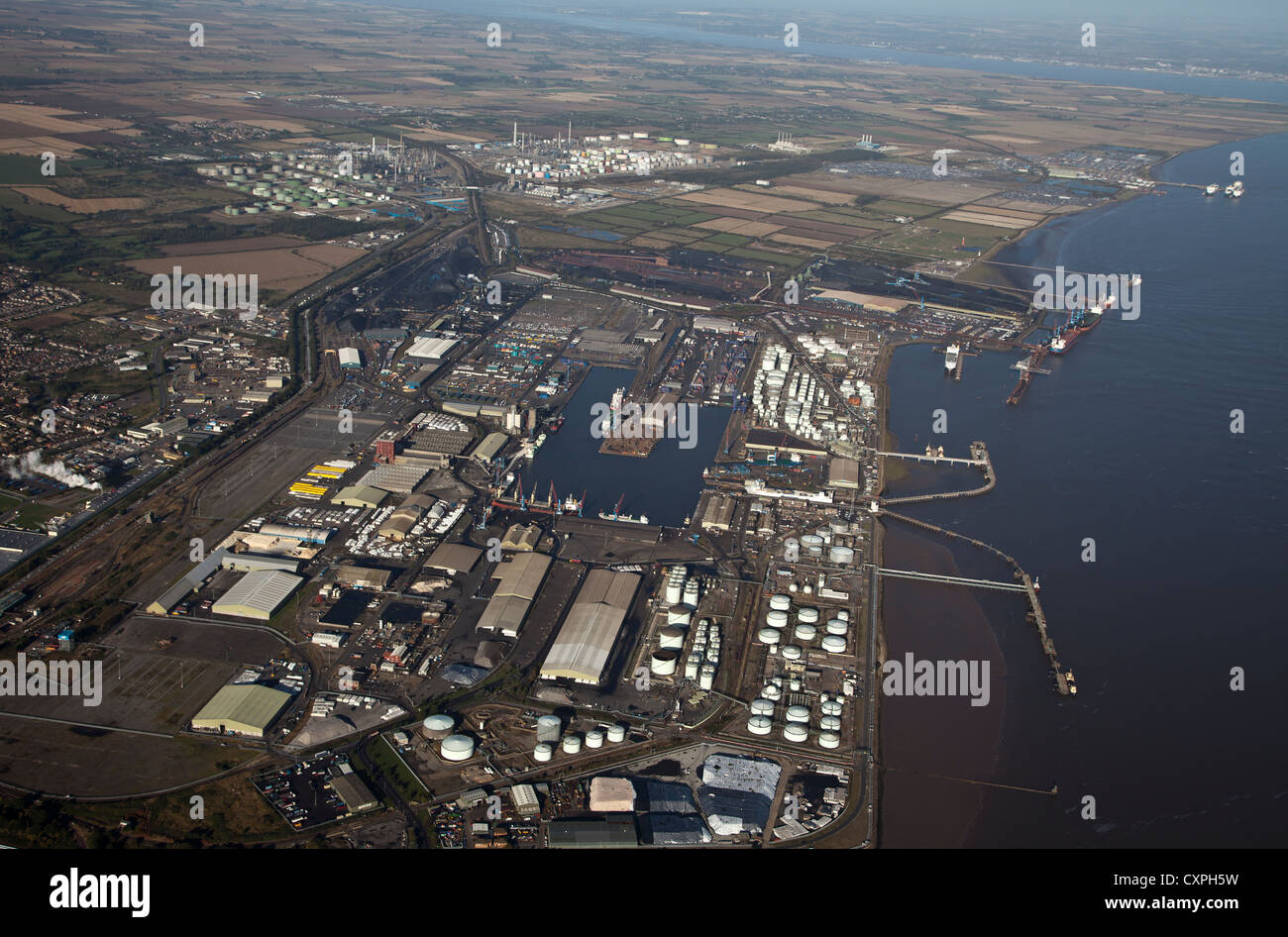 Antenna Immingham Dock fiume Humber abp regno unito Foto Stock