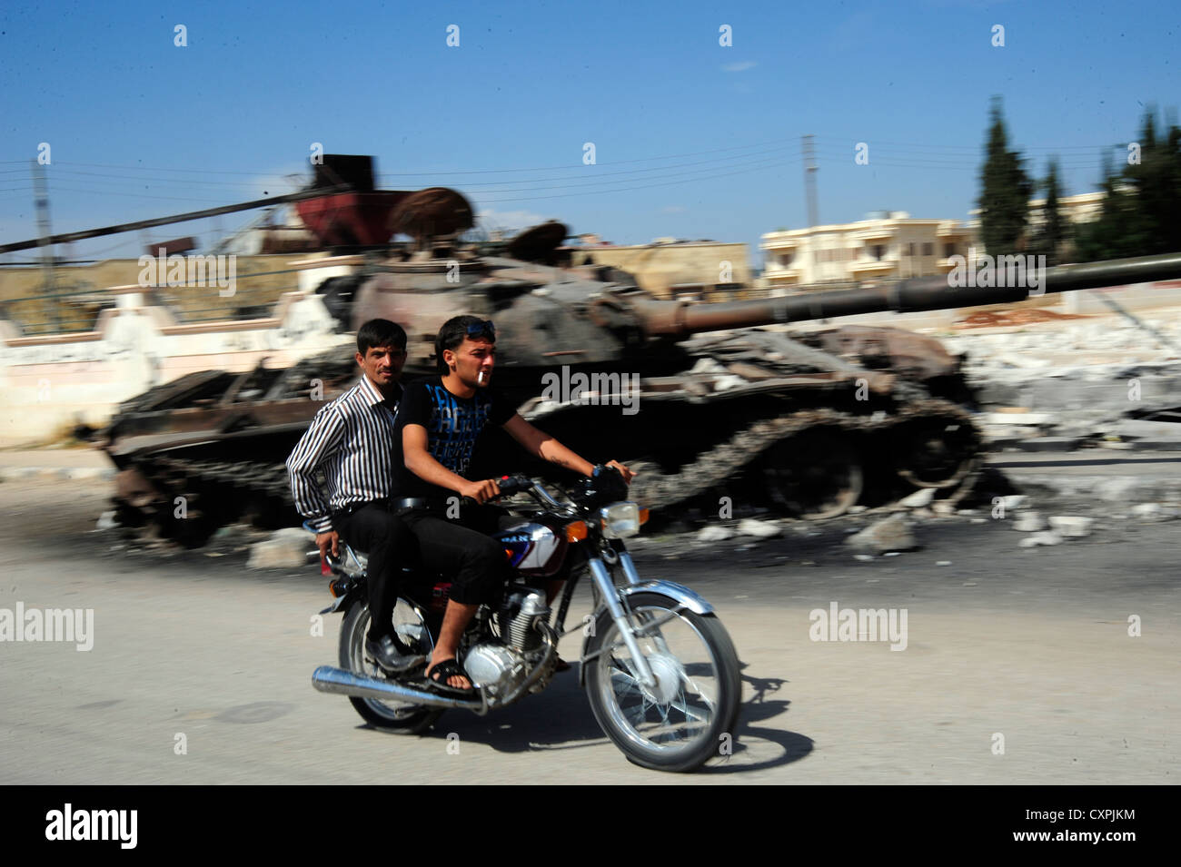 Il Libero esercito siriano, la principale fazione ribelle che combatte contro il Presidente Bashar al-Assad governo. Azaz una città stegic circa 30 Foto Stock