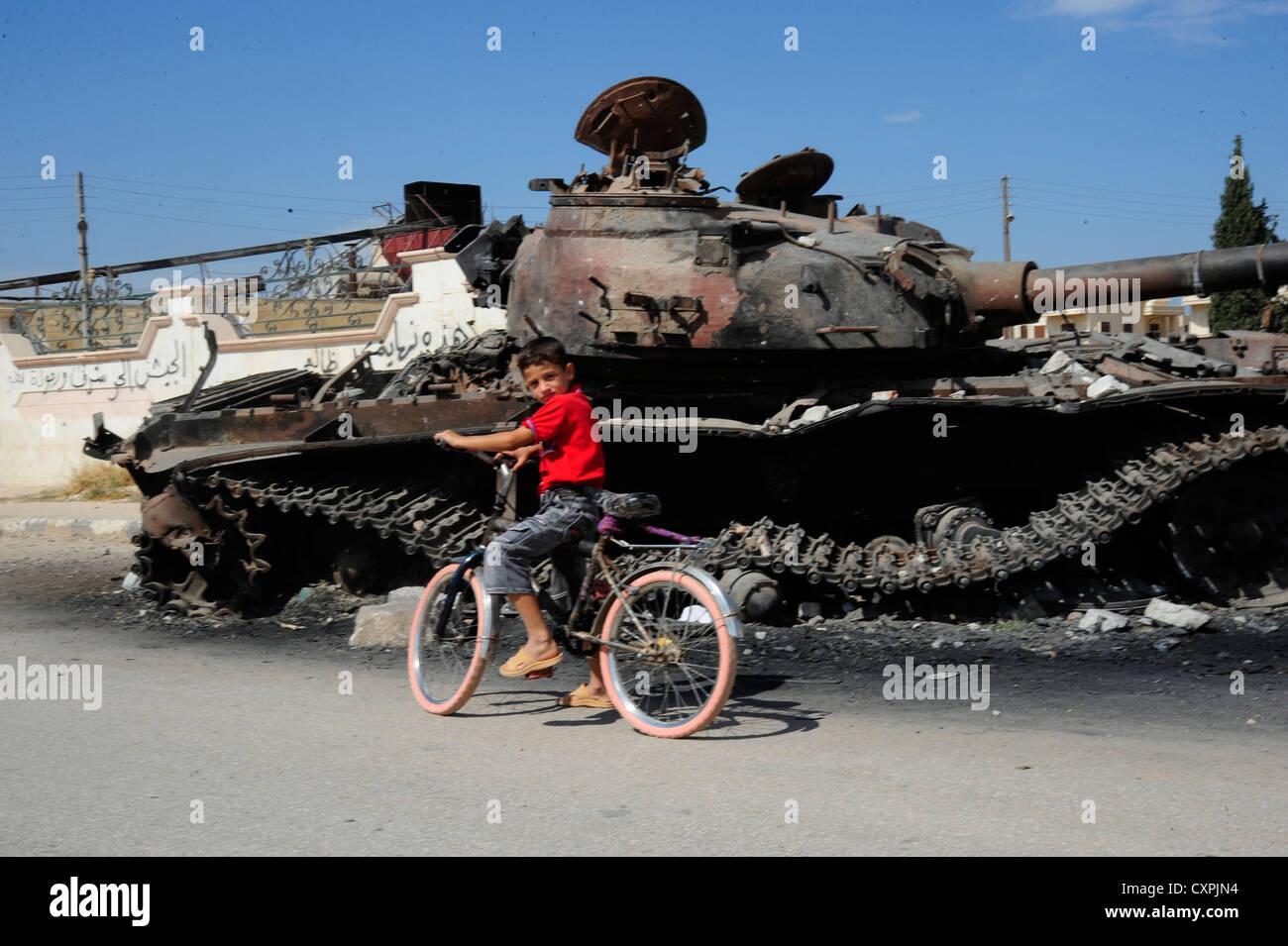 Il Libero esercito siriano, la principale fazione ribelle che combatte contro il Presidente Bashar al-Assad governo. Azaz una città stegic circa 30 Foto Stock