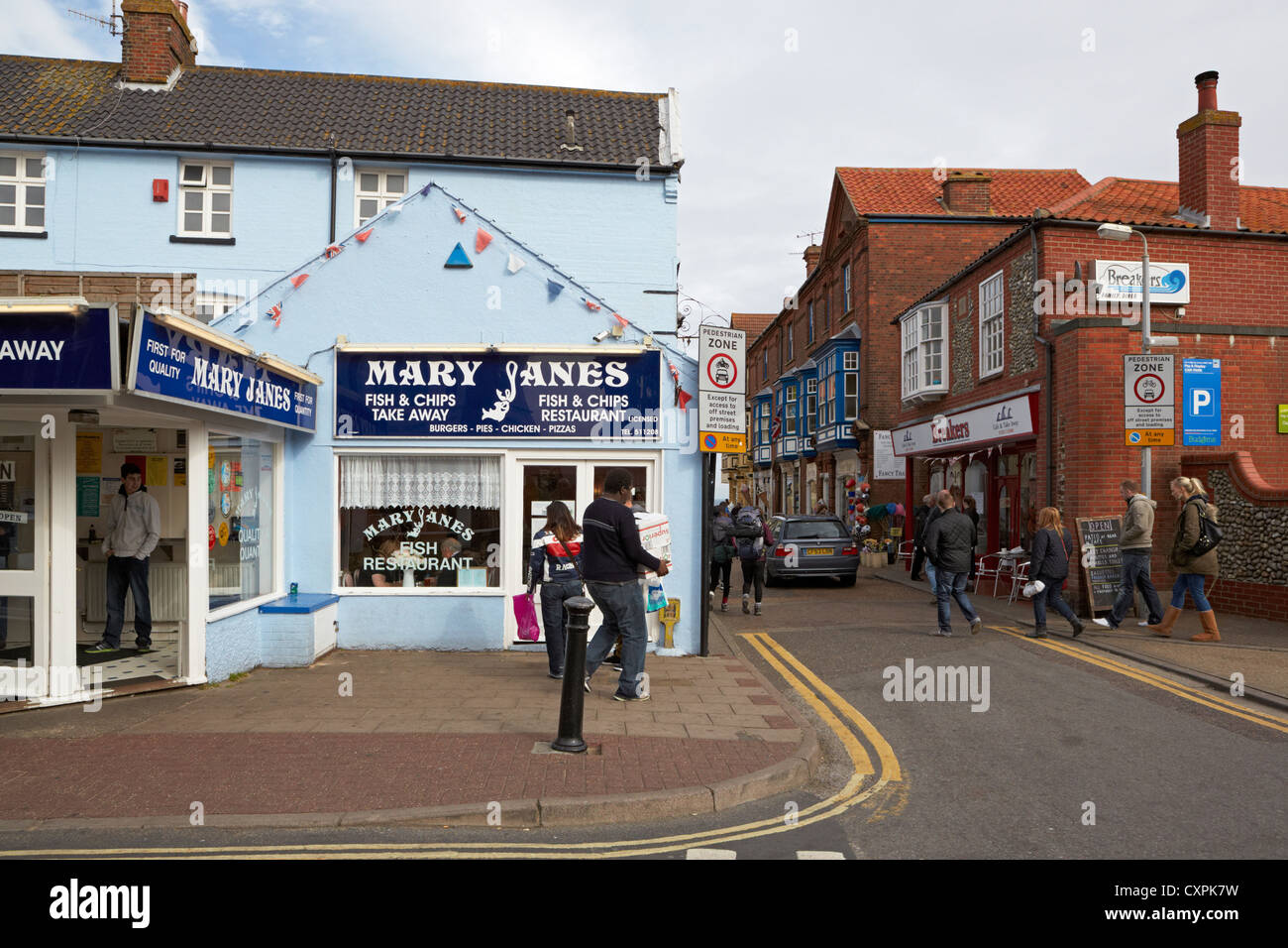 North Norfolk Cromer pesce di mare e di chip shop vicino al mare Foto Stock