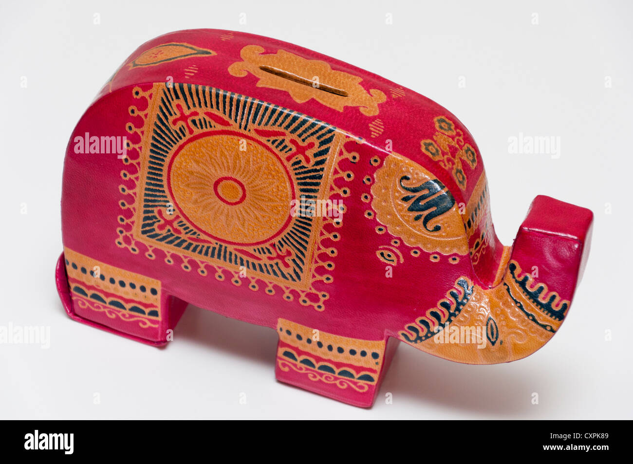 Elephant forma di risparmio di denaro casella. Foto Stock