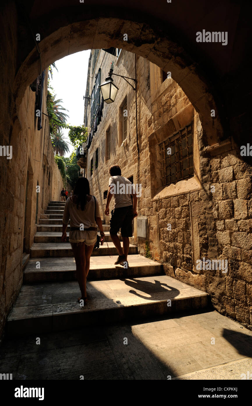 Croazia, Dubrovnik, centro storico vicolo Foto Stock