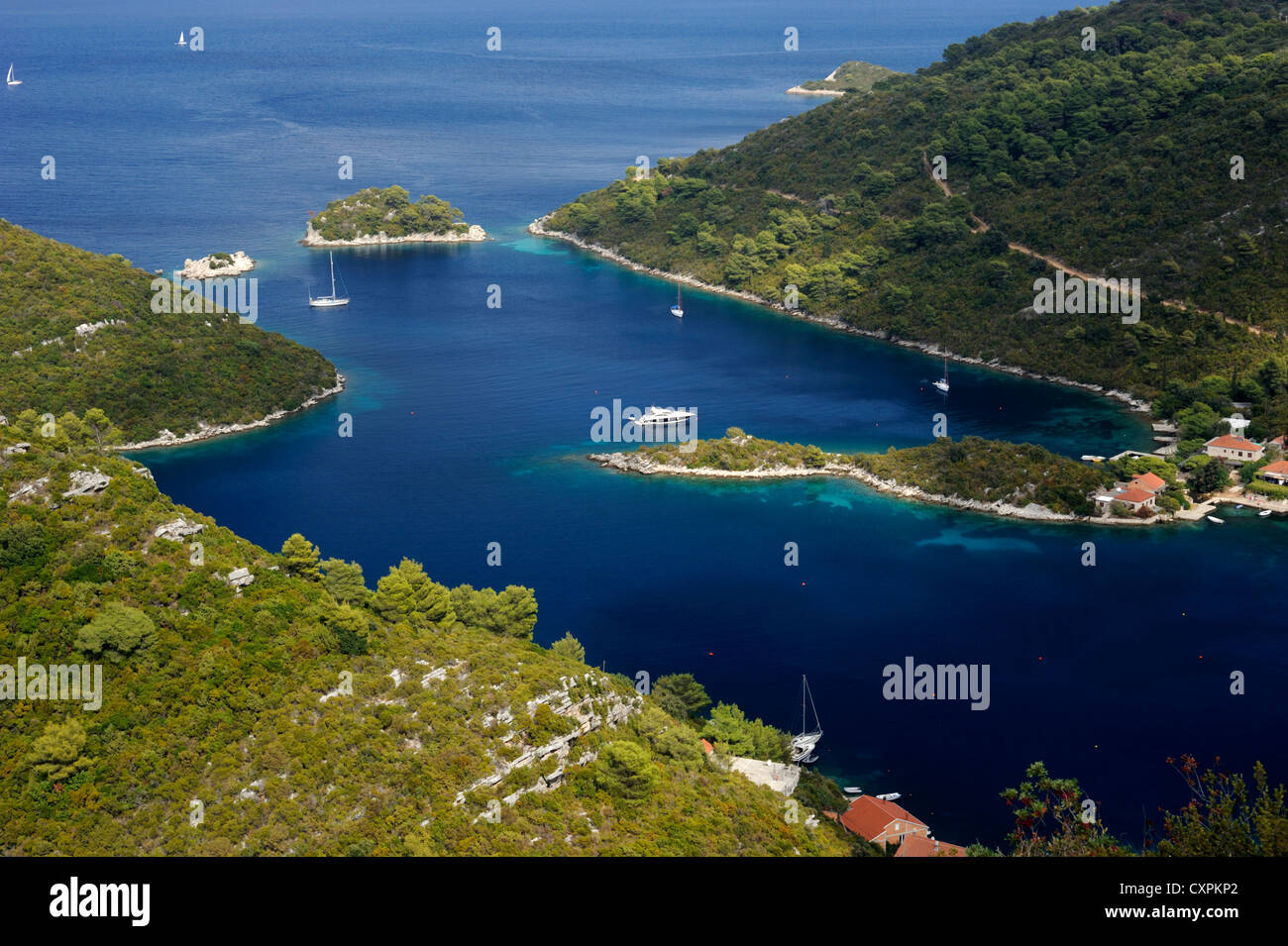 Croazia, Dalmazia, isola di Mljet, baia di Prozurska Luka Foto Stock