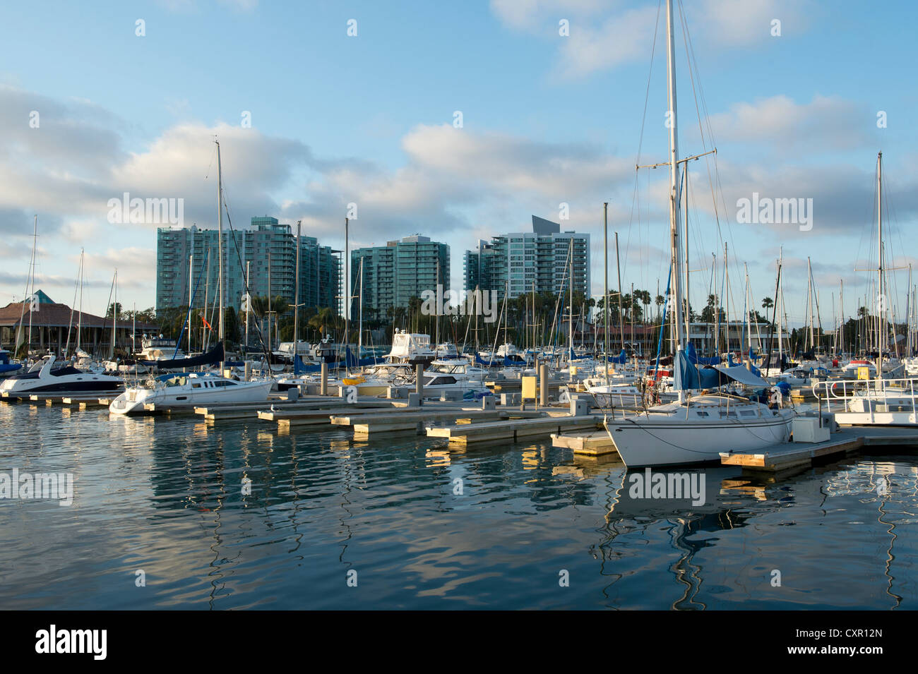Barche in marina, Venice Beach, California, Stati Uniti d'America Foto Stock