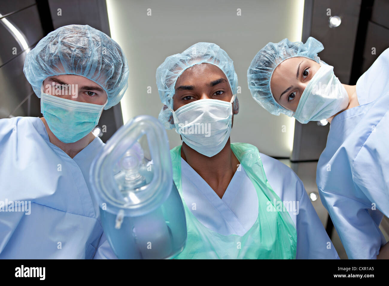 Anestesisti ecc con maschera di anestetico Foto Stock