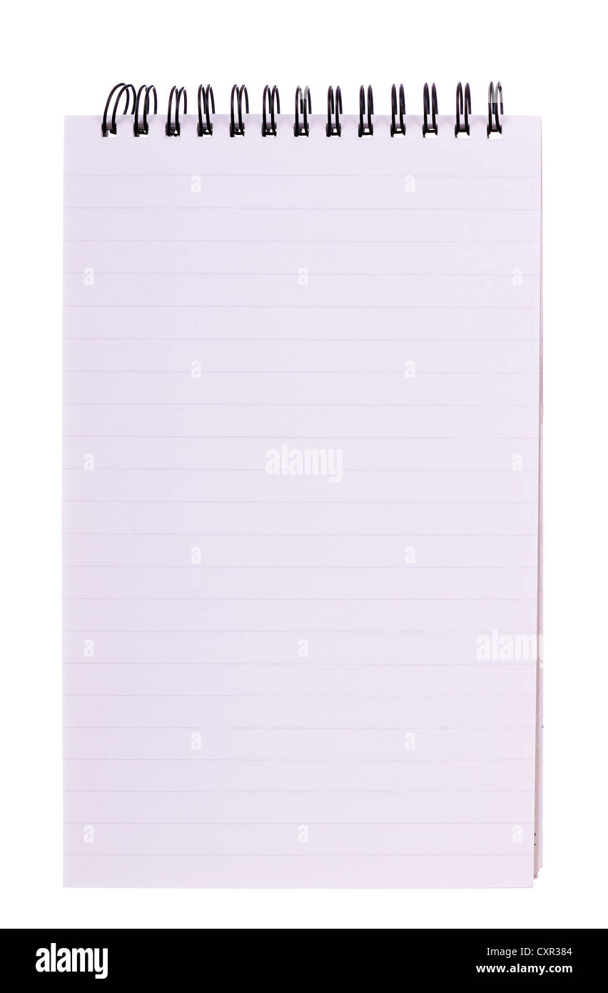 Rilegato a spirale notepad, isolato Foto Stock