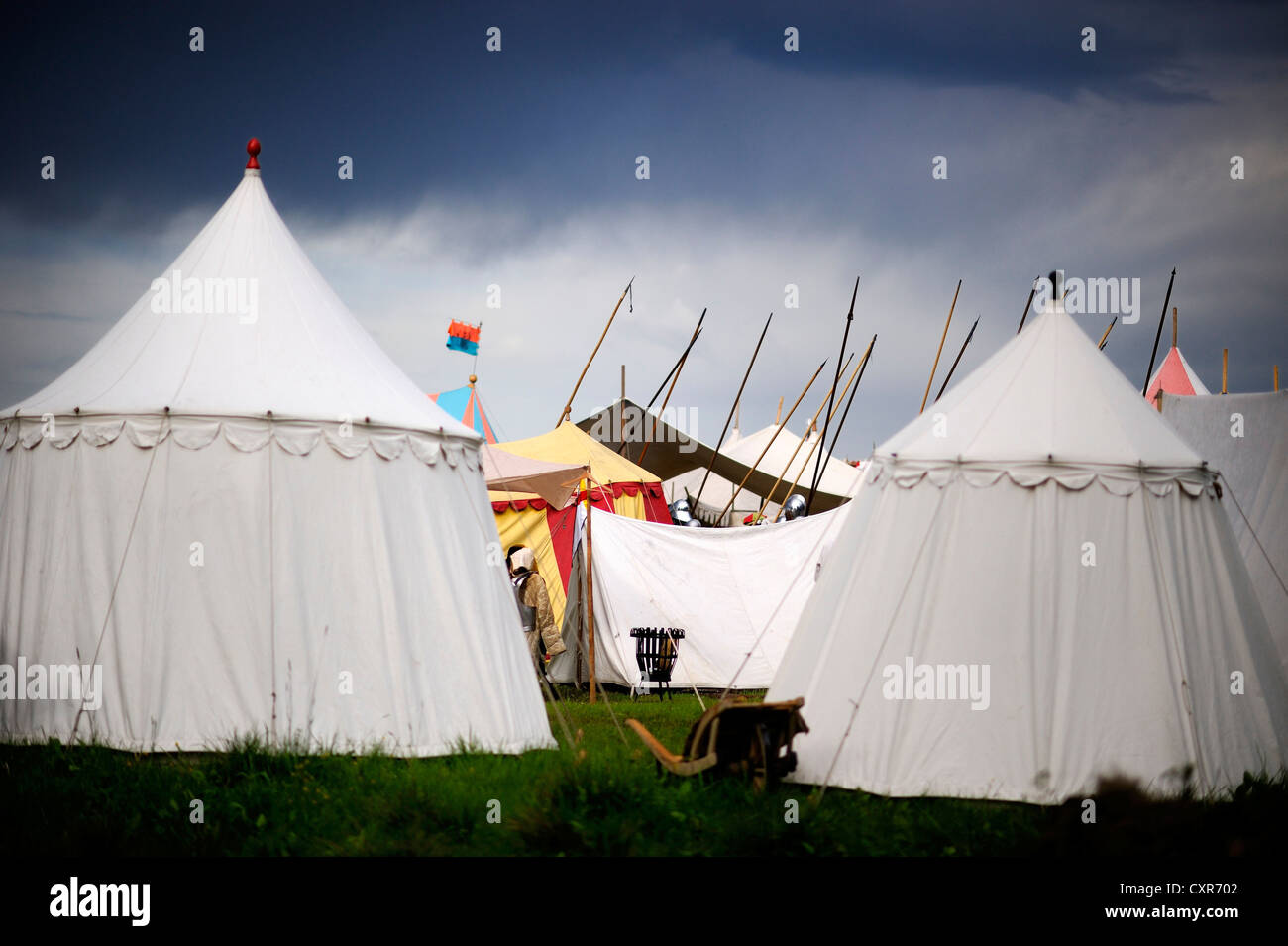 Camp, rievocazione storica, Landsknecht Hurra 2012, Mittelberg, Superiore Allgaeu, Svevia, Baviera, Germania, Europa Foto Stock