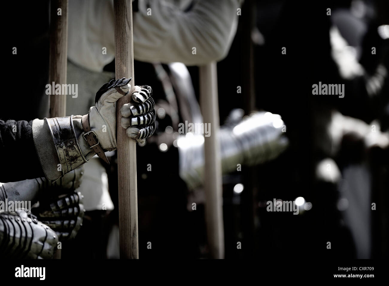 Lanzichenecchi, soldati a piedi, rievocazione storica, Landsknecht Hurra 2012, Mittelberg, Superiore Allgaeu, Svevia, Bavaria Foto Stock