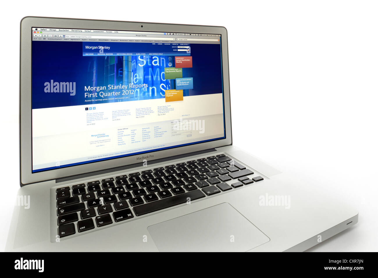 Morgan Stanley, sito web visualizzato sullo schermo di un MacBook Pro Apple Foto Stock