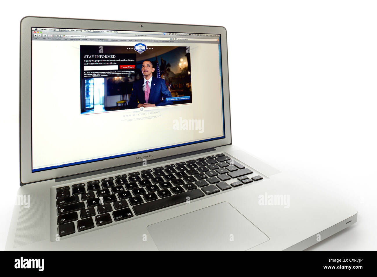 La Casa Bianca, sito web visualizzato sullo schermo di un MacBook Pro Apple Foto Stock