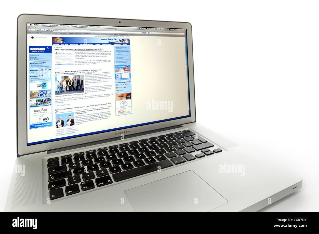 , Bundeskriminalamt BKA, Polizia giudiziaria federale Ufficio, sito web visualizzato sullo schermo di un MacBook Pro Apple Foto Stock