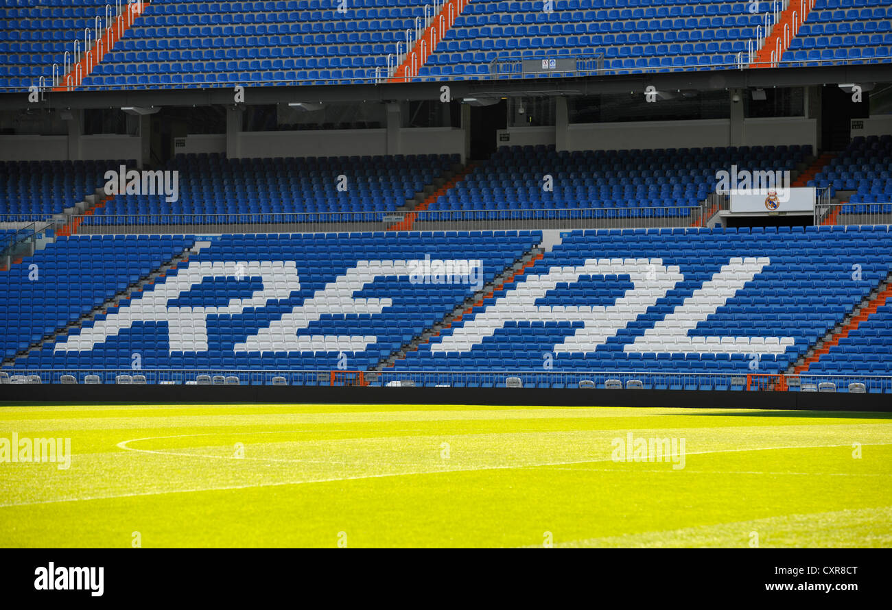 Estadio Santiago Bernabeu Stadium, sede di calcio del Real Madrid, quartiere di Chamartin, Madrid, Spagna, Europa Foto Stock