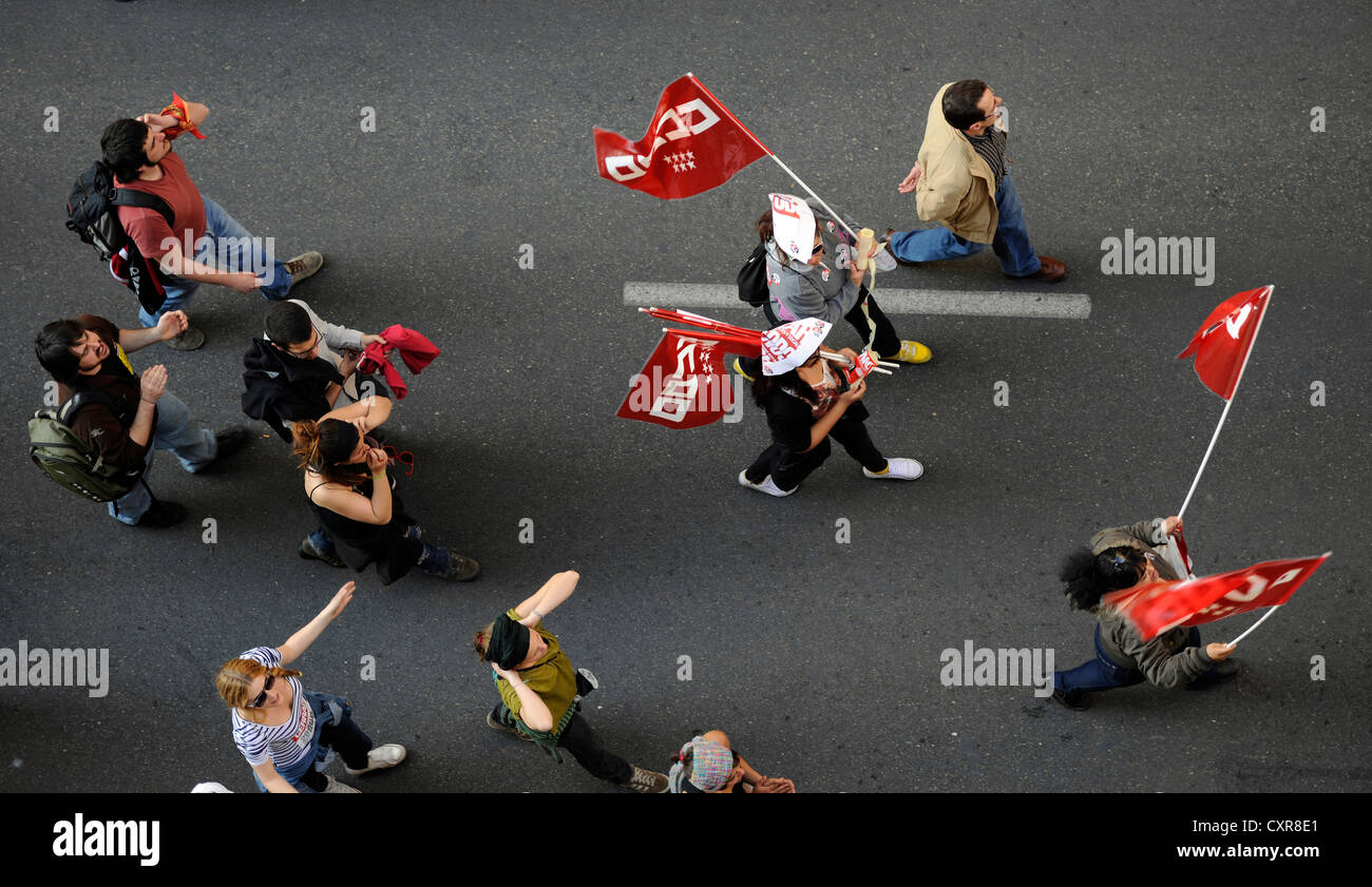 I manifestanti, dimostrazione di massa, sciopero generale in Spagna, Madrid, Spagna, Europa, PublicGround Foto Stock
